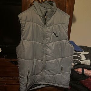 Gray Puffer Vest with Logo